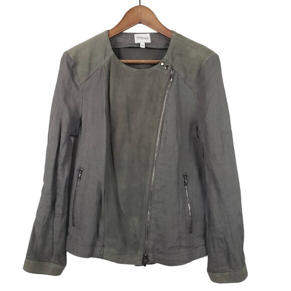 Armani Collezioni Goat Leather Linen Moto - 10 - Picture 1 of 12